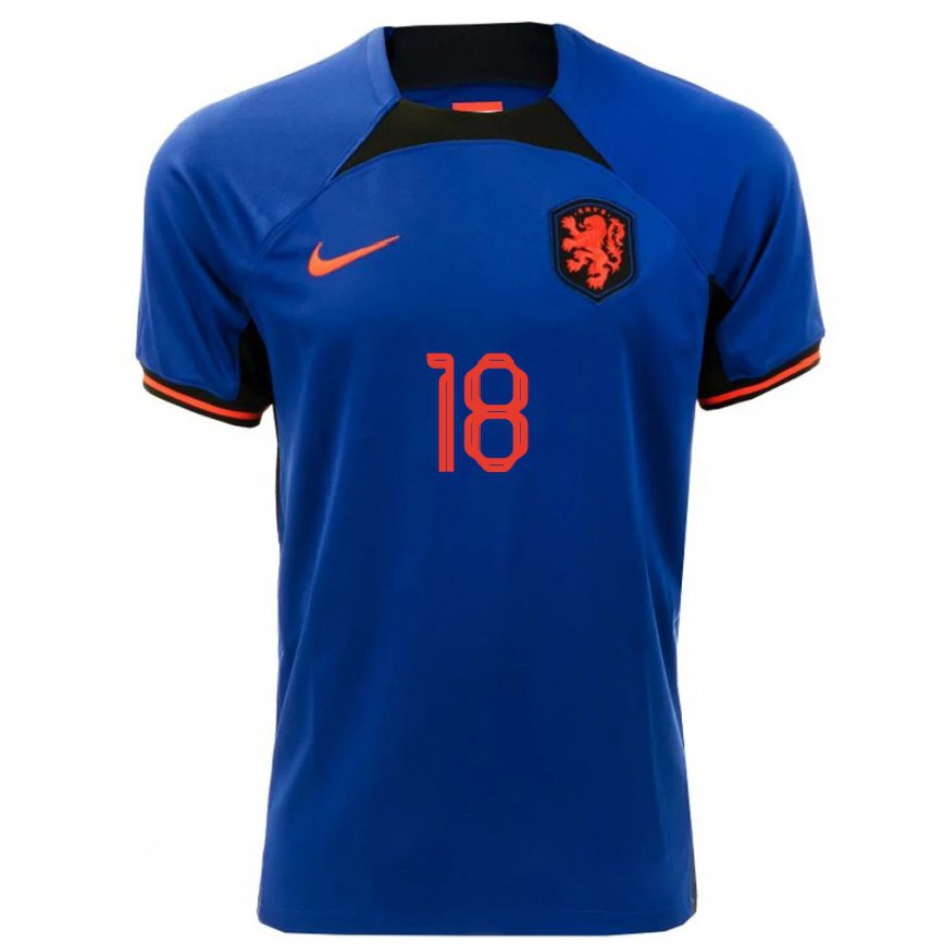 Hombre Camiseta Países Bajos Jill Baijings #18 Azul Real 2ª Equipación 22-24 México
