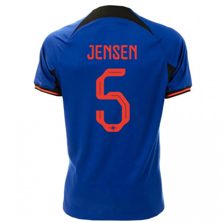 Hombre Camiseta Países Bajos Koen Jensen #5 Azul Real 2ª Equipación 22-24 México