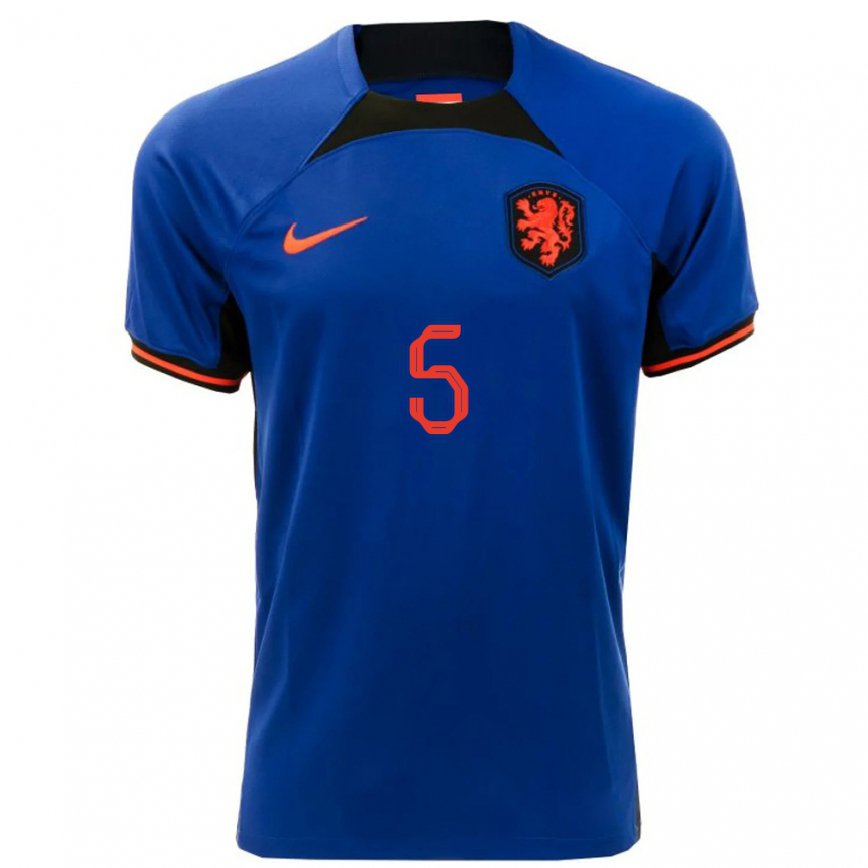 Hombre Camiseta Países Bajos Rainey Breinburg #5 Azul Real 2ª Equipación 22-24 México