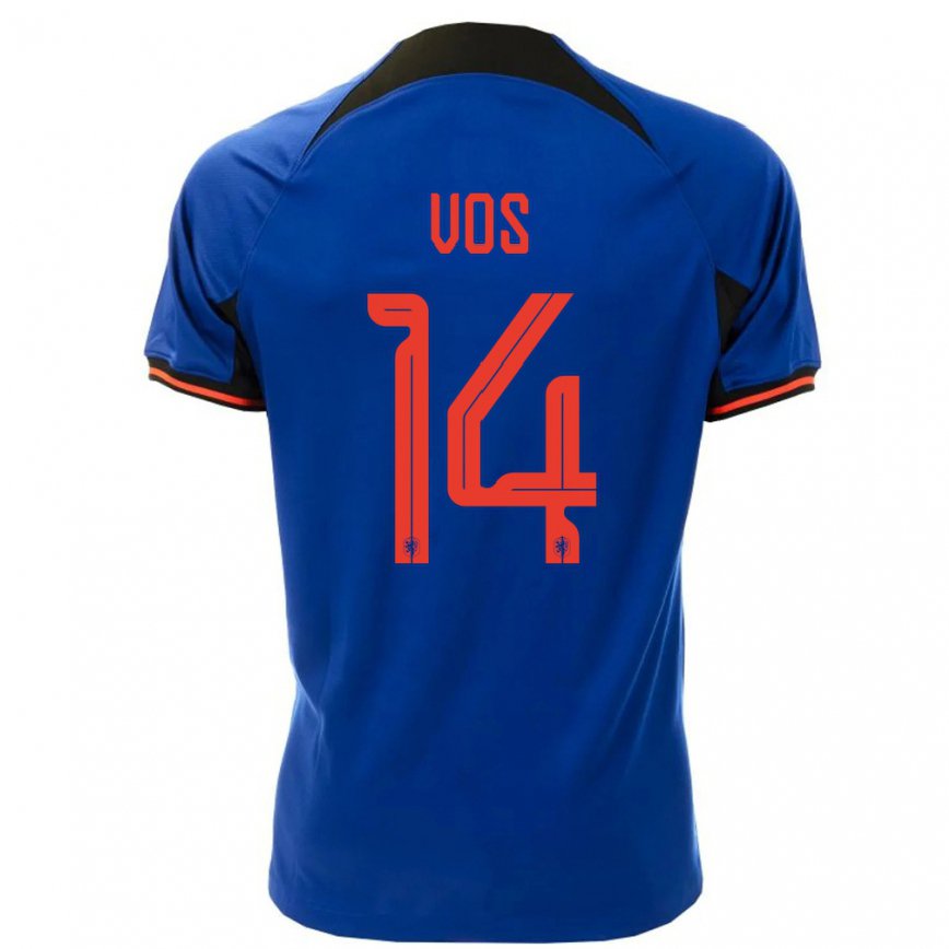 Hombre Camiseta Países Bajos Silvano Vos #14 Azul Real 2ª Equipación 22-24 México