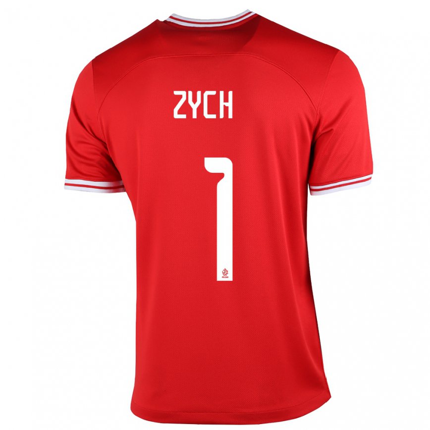Hombre Camiseta Polonia Oliwier Zych #1 Rojo 2ª Equipación 22-24 México