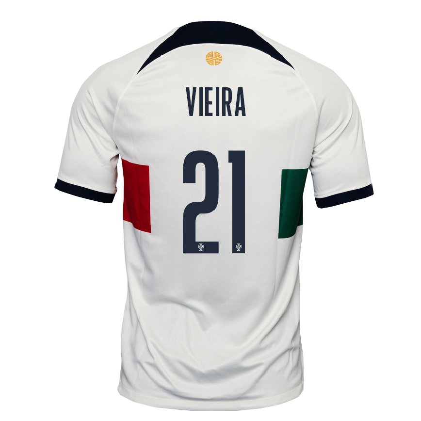 Hombre Camiseta Portugal Fabio Vieira #21 Blanco 2ª Equipación 22-24 México