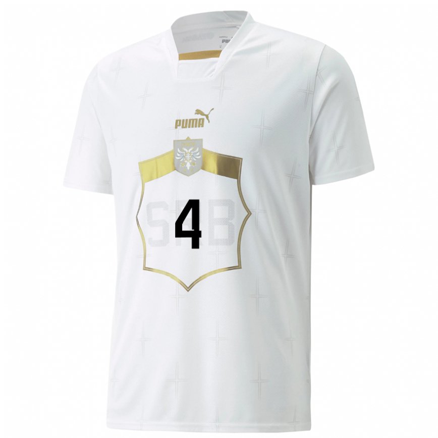 Hombre Camiseta Serbia Marija Ilic #4 Blanco 2ª Equipación 22-24 México