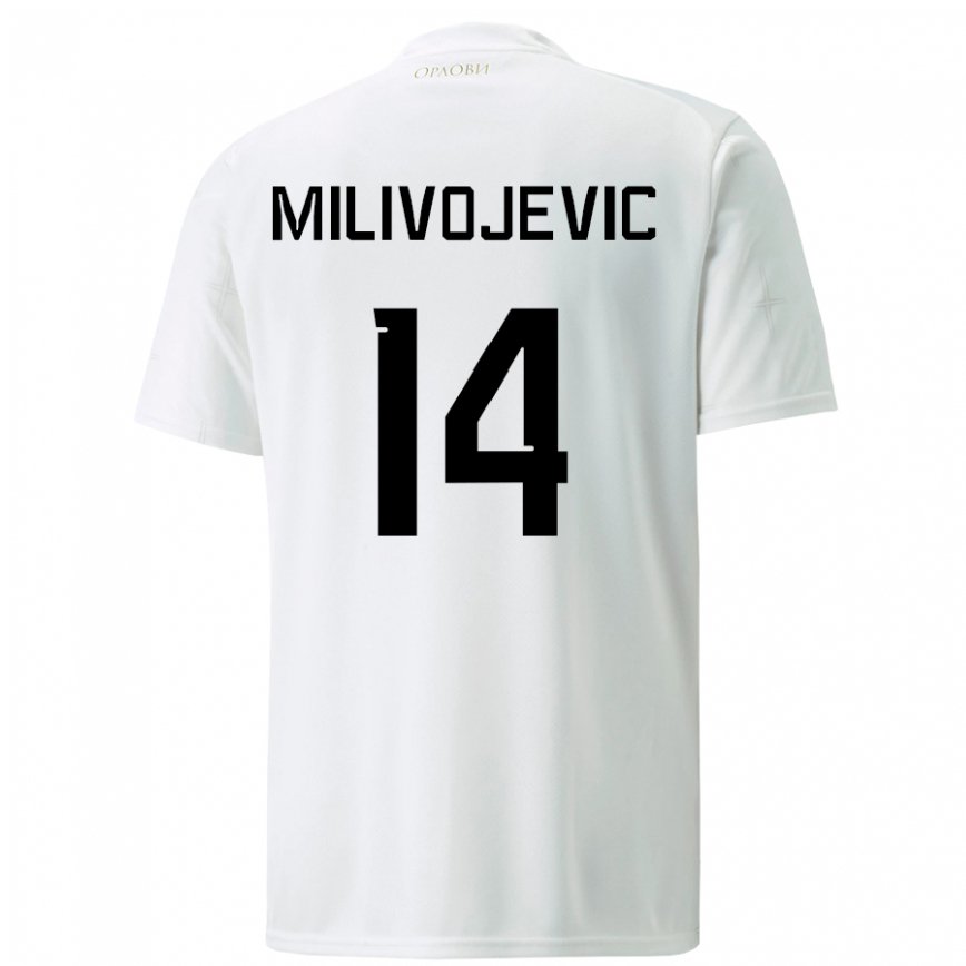 Hombre Camiseta Serbia Vesna Milivojevic #14 Blanco 2ª Equipación 22-24 México