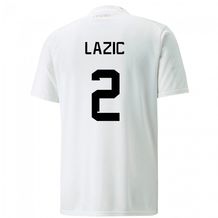 Hombre Camiseta Serbia Uros Lazic #2 Blanco 2ª Equipación 22-24 México