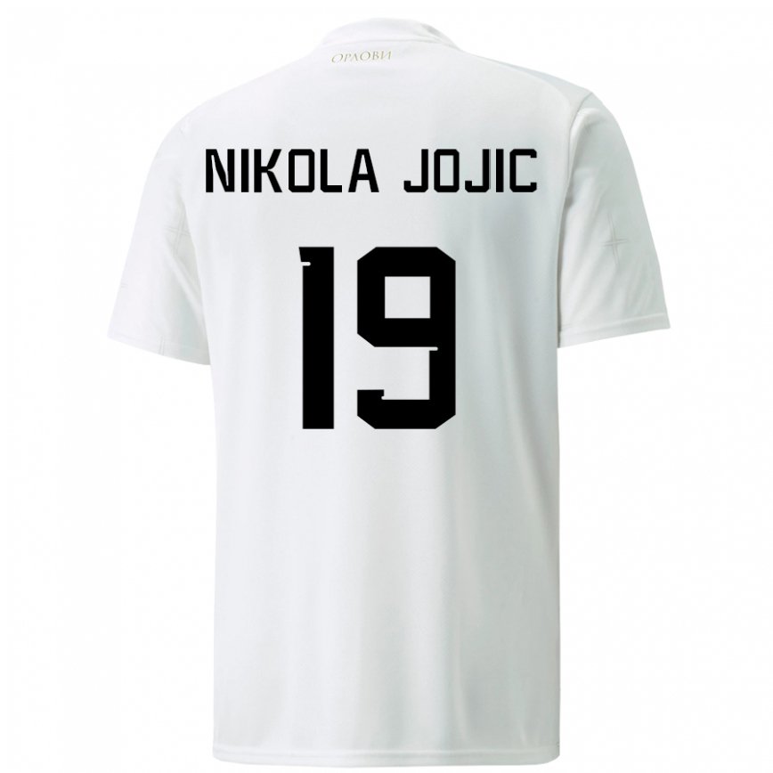 Hombre Camiseta Serbia Nikola Jojic #19 Blanco 2ª Equipación 22-24 México