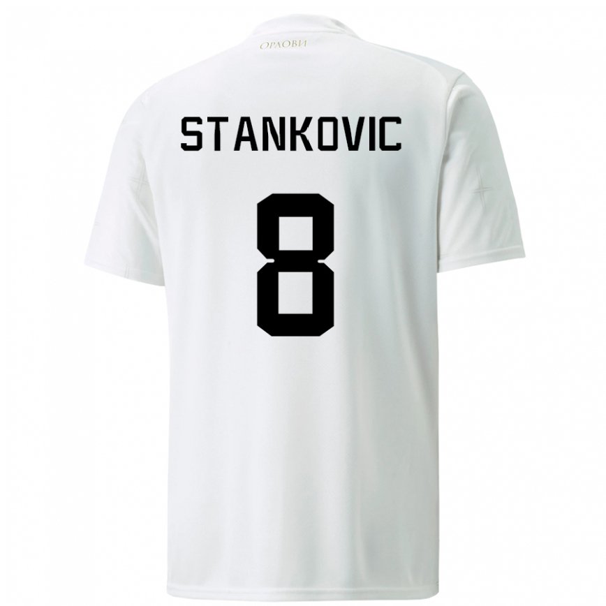 Hombre Camiseta Serbia Aleksandar Stankovic #8 Blanco 2ª Equipación 22-24 México