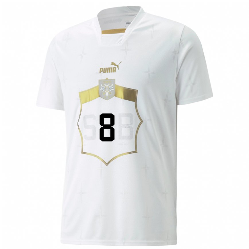 Hombre Camiseta Serbia Aleksandar Stankovic #8 Blanco 2ª Equipación 22-24 México