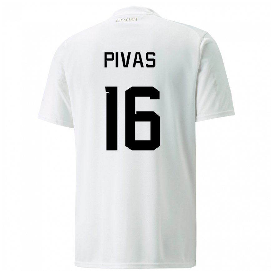 Hombre Camiseta Serbia Miodrag Pivas #16 Blanco 2ª Equipación 22-24 México