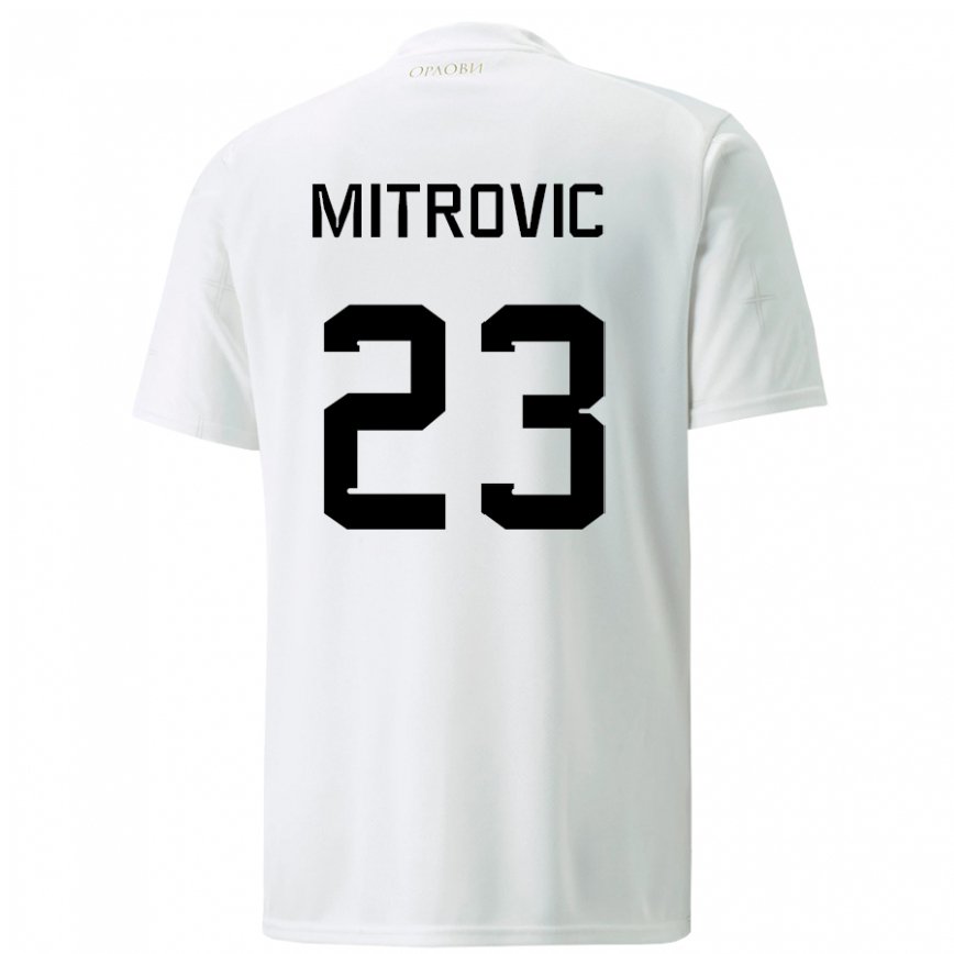 Hombre Camiseta Serbia Vuk Mitrovic #23 Blanco 2ª Equipación 22-24 México