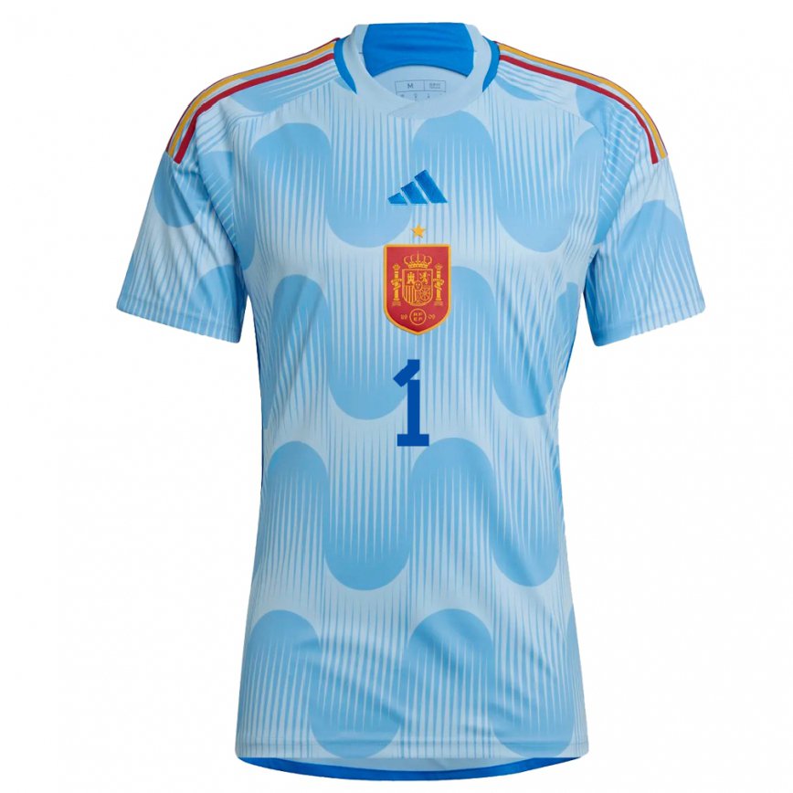 Hombre Camiseta España Ander Astralaga #1 Cielo Azul 2ª Equipación 22-24 México
