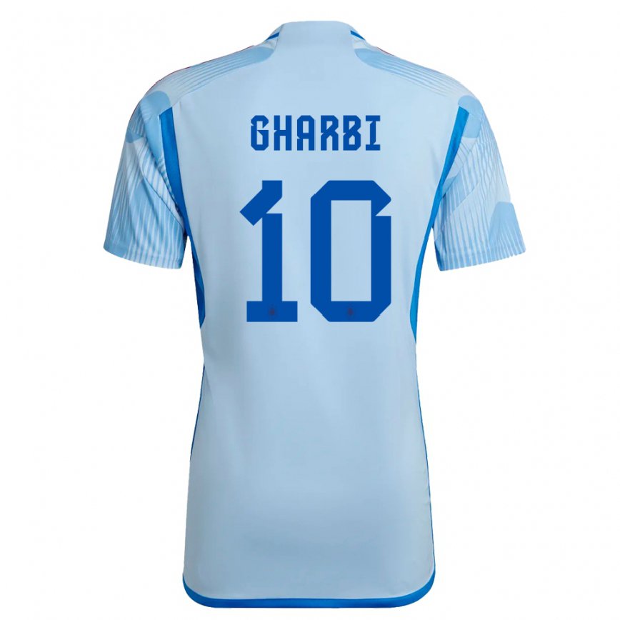 Hombre Camiseta España Ismael Gharbi #10 Cielo Azul 2ª Equipación 22-24 México