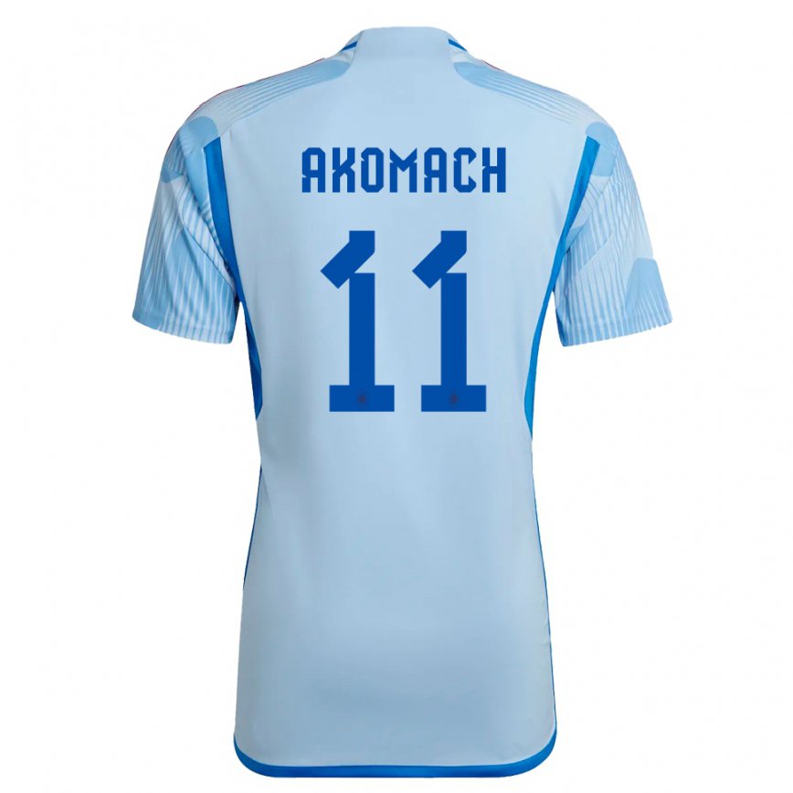 Hombre Camiseta España Ilias Akomach #11 Cielo Azul 2ª Equipación 22-24 México