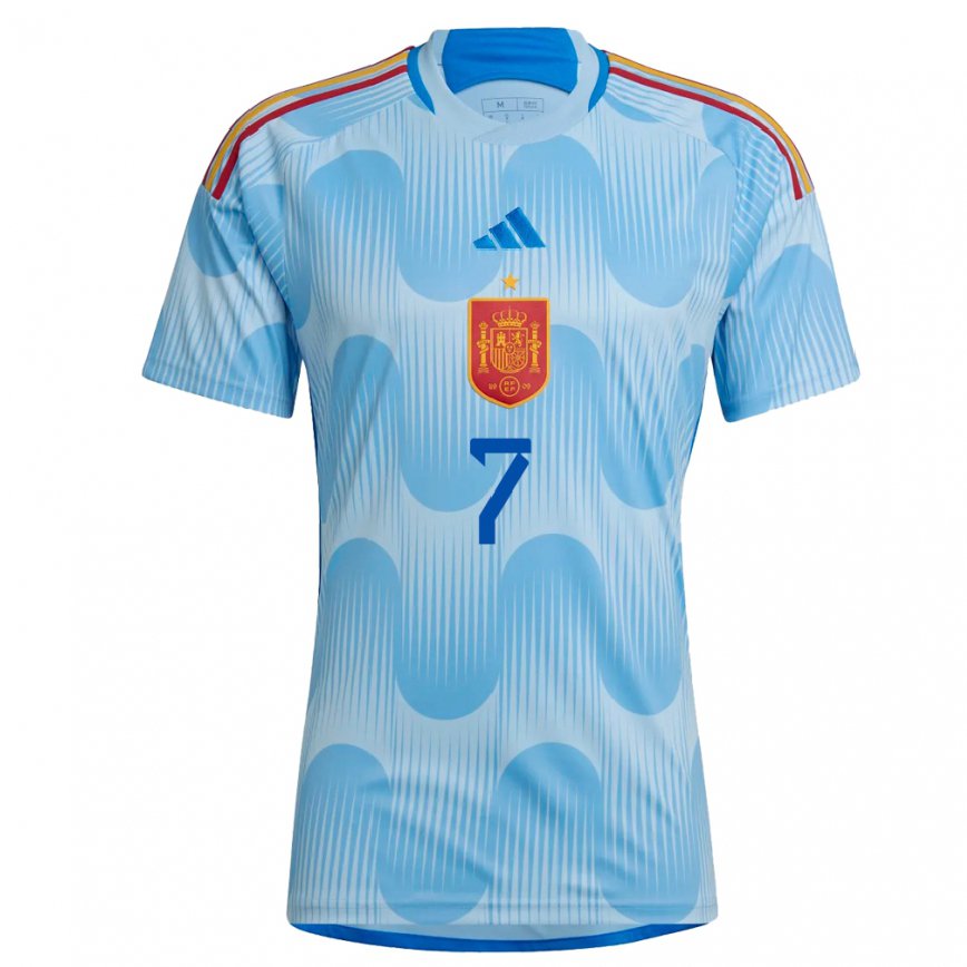 Hombre Camiseta España Pol Fortuny #7 Cielo Azul 2ª Equipación 22-24 México