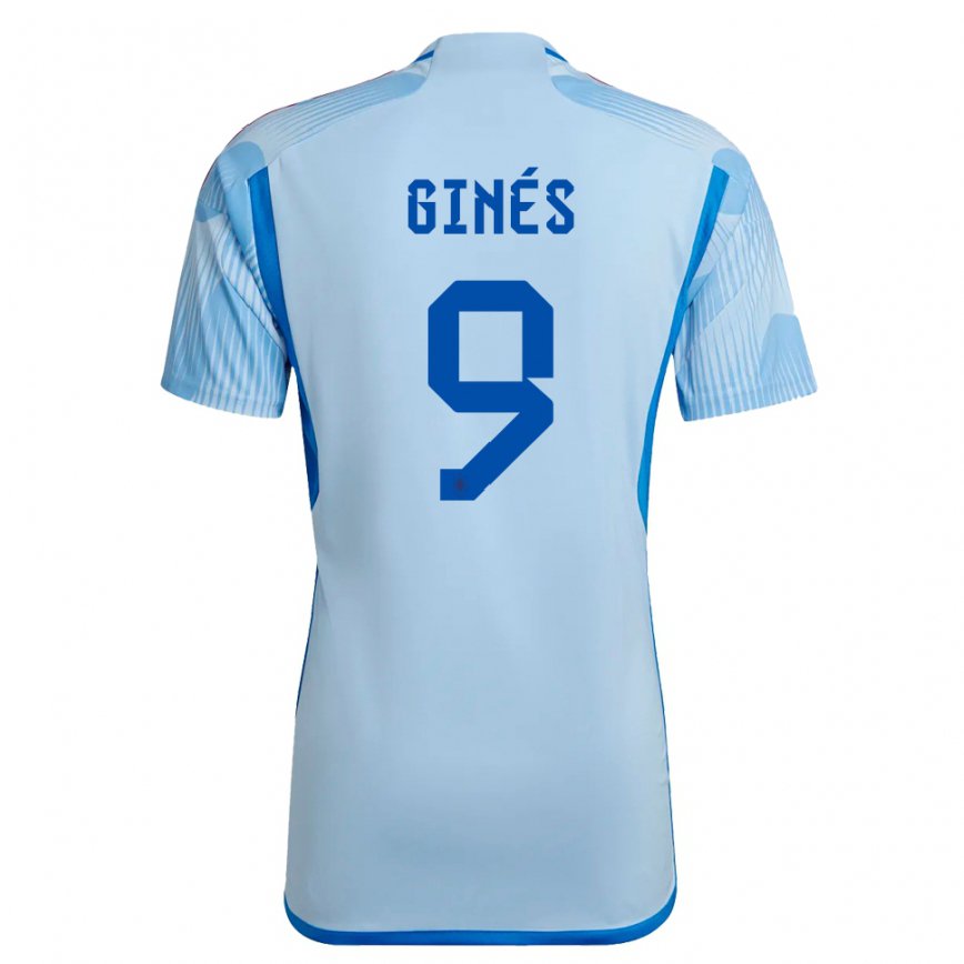 Hombre Camiseta España Alvaro Gines #9 Cielo Azul 2ª Equipación 22-24 México