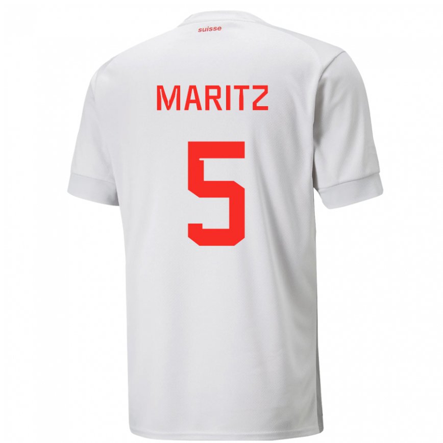Hombre Camiseta Suiza Noelle Maritz #5 Blanco 2ª Equipación 22-24 México