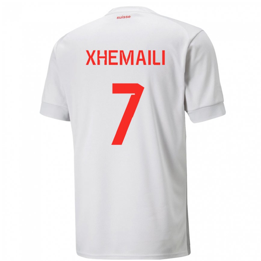 Hombre Camiseta Suiza Riola Xhemaili #7 Blanco 2ª Equipación 22-24 México