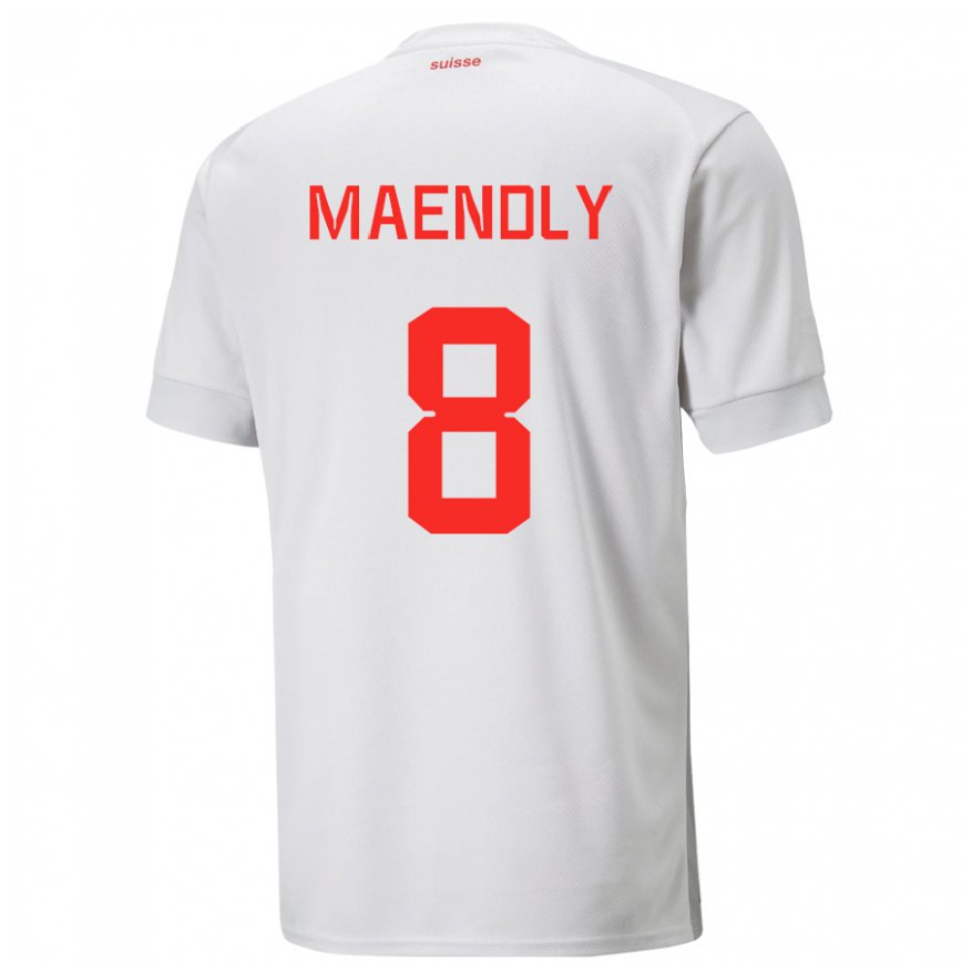 Hombre Camiseta Suiza Sandy Maendly #8 Blanco 2ª Equipación 22-24 México