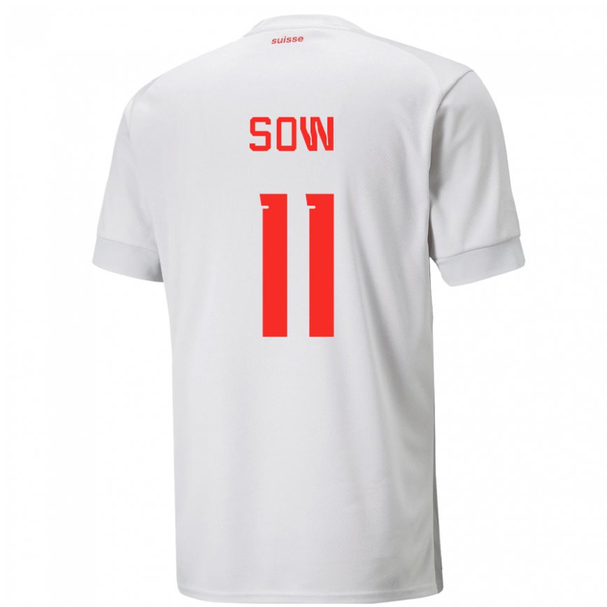Hombre Camiseta Suiza Coumba Sow #11 Blanco 2ª Equipación 22-24 México