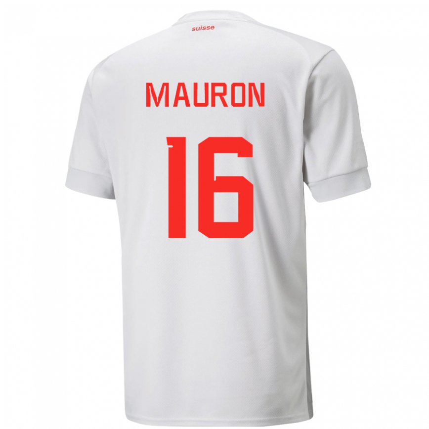 Hombre Camiseta Suiza Sandrine Mauron #16 Blanco 2ª Equipación 22-24 México