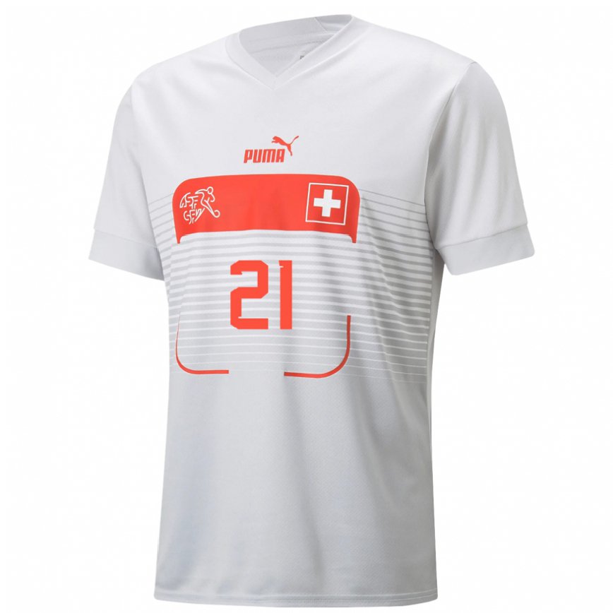 Hombre Camiseta Suiza Seraina Friedli #21 Blanco 2ª Equipación 22-24 México