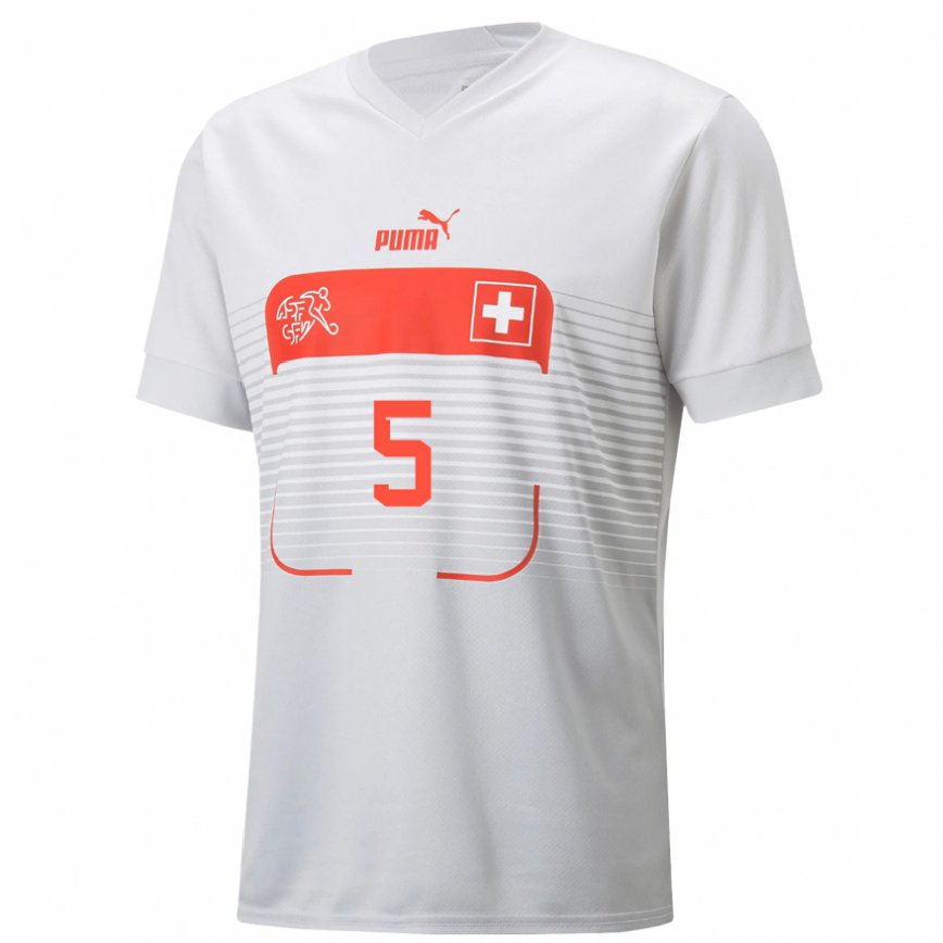 Hombre Camiseta Suiza Mischa Beeli #5 Blanco 2ª Equipación 22-24 México