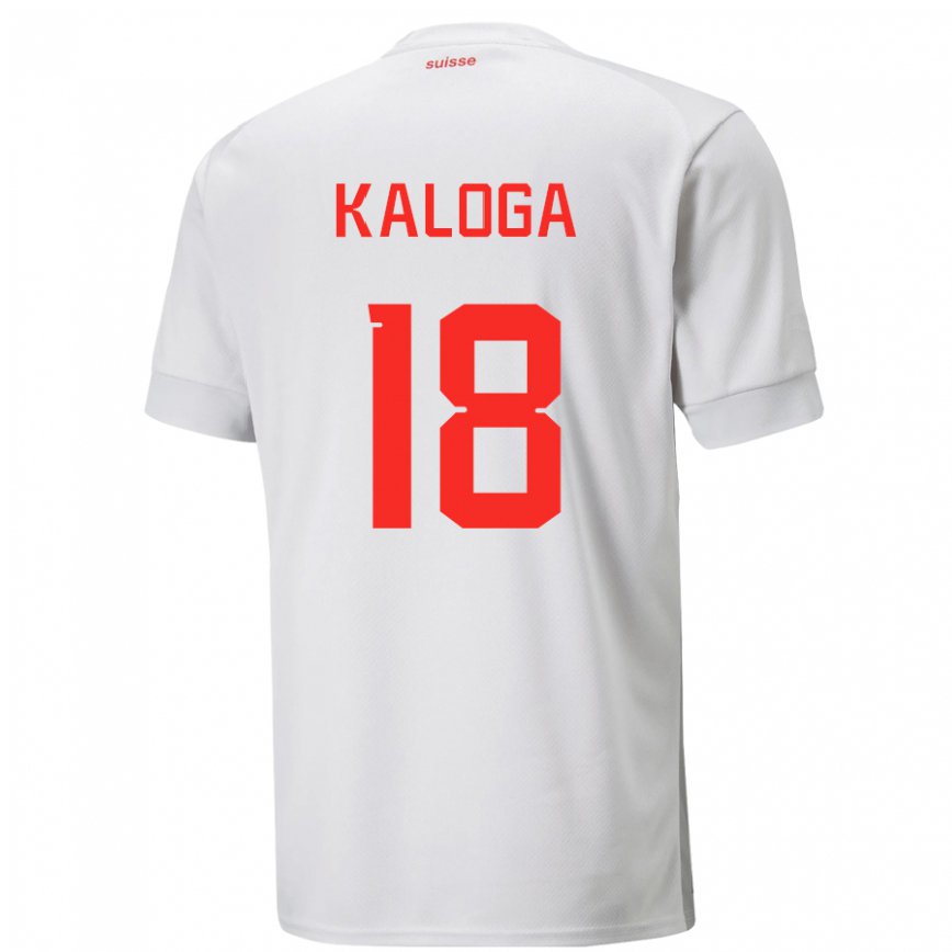 Hombre Camiseta Suiza Issa Kaloga #18 Blanco 2ª Equipación 22-24 México