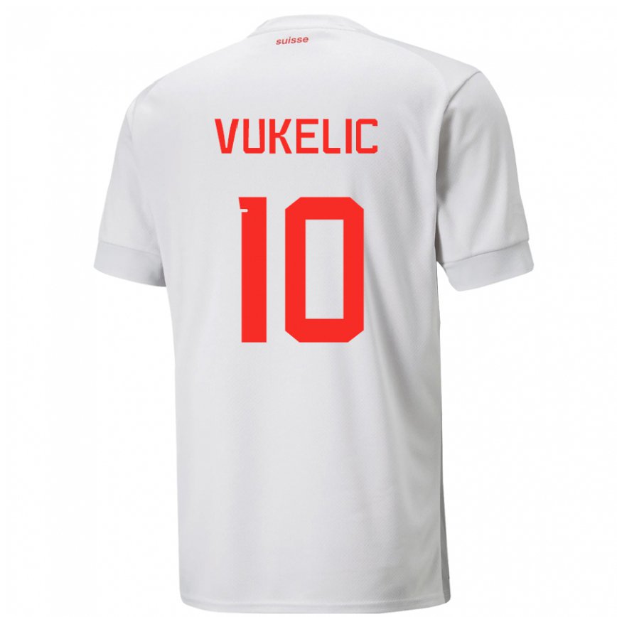 Hombre Camiseta Suiza Mile Vukelic #10 Blanco 2ª Equipación 22-24 México