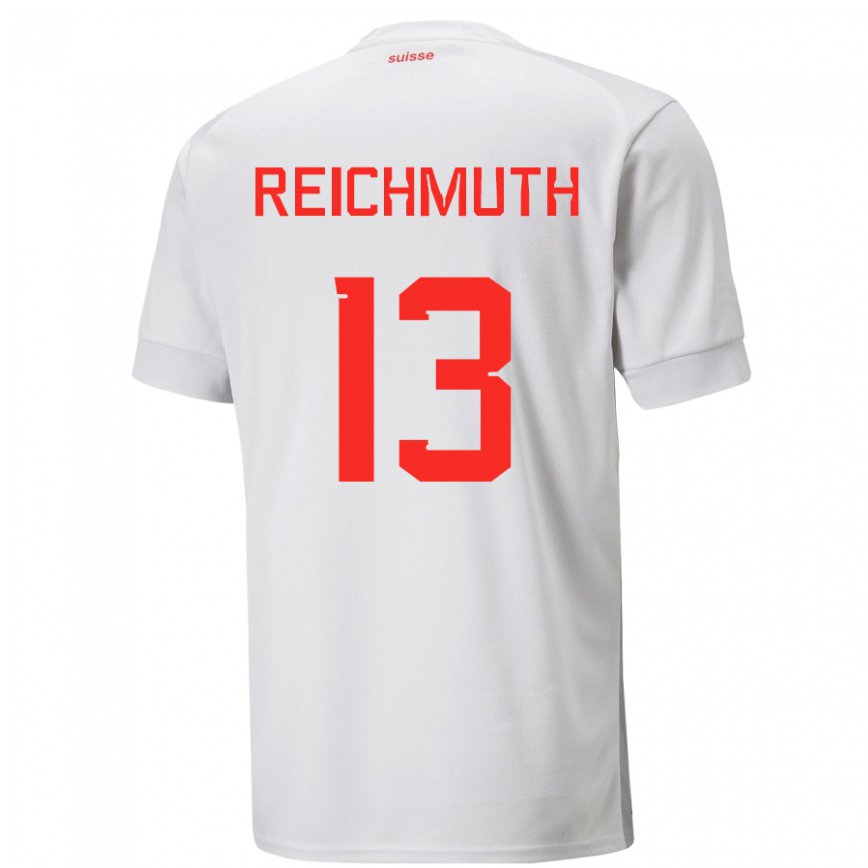 Hombre Camiseta Suiza Miguel Reichmuth #13 Blanco 2ª Equipación 22-24 México