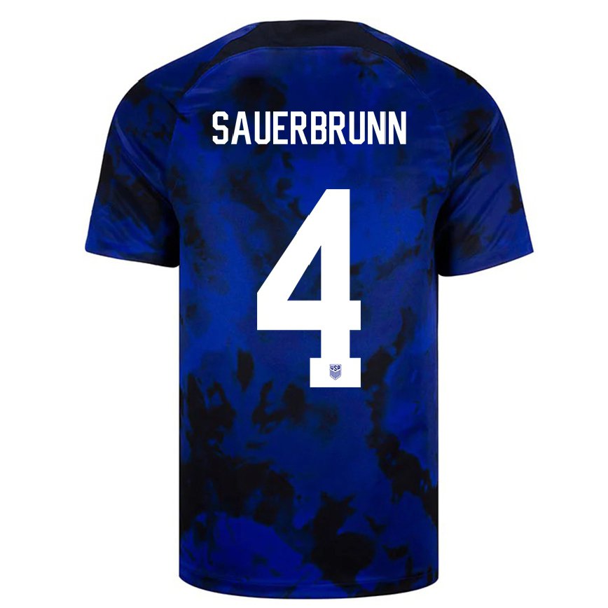 Hombre Camiseta Estados Unidos Becky Sauerbrunn #4 Azul Real 2ª Equipación 22-24 México