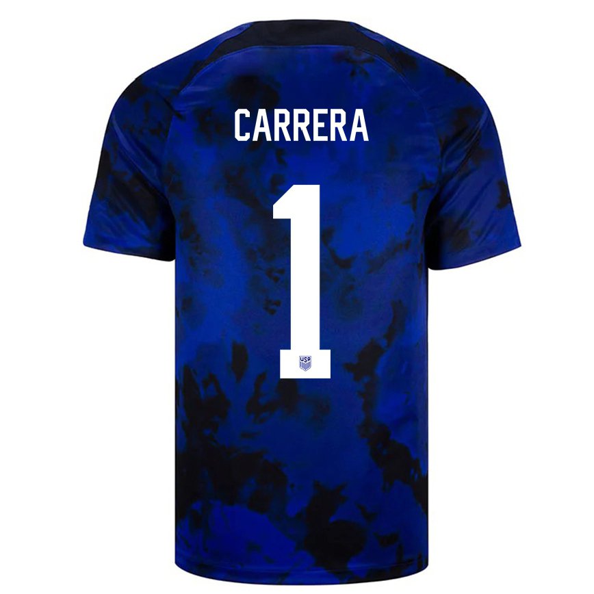 Hombre Camiseta Estados Unidos Antonio Carrera #1 Azul Real 2ª Equipación 22-24 México