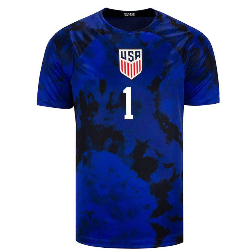 Hombre Camiseta Estados Unidos Antonio Carrera #1 Azul Real 2ª Equipación 22-24 México