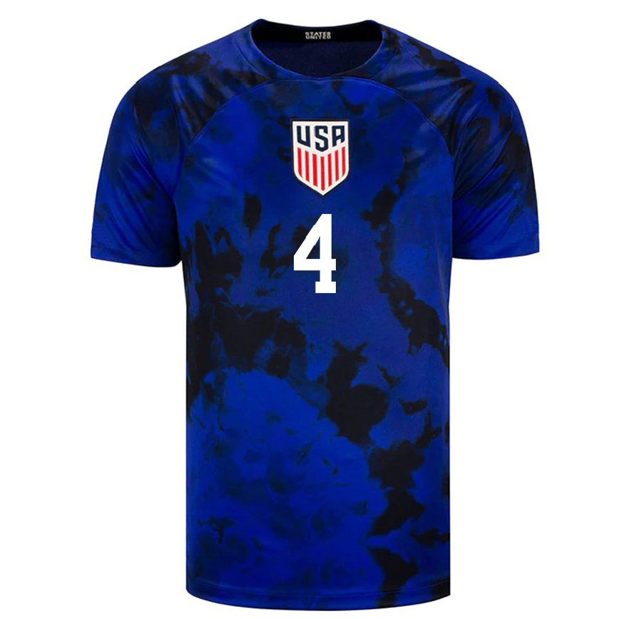 Hombre Camiseta Estados Unidos Joshua Wynder #4 Azul Real 2ª Equipación 22-24 México