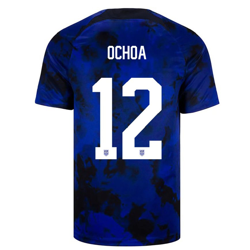 Hombre Camiseta Estados Unidos Emmanuel Ochoa #12 Azul Real 2ª Equipación 22-24 México