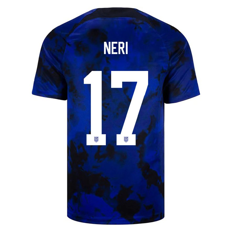 Hombre Camiseta Estados Unidos Rodrigo Neri #17 Azul Real 2ª Equipación 22-24 México