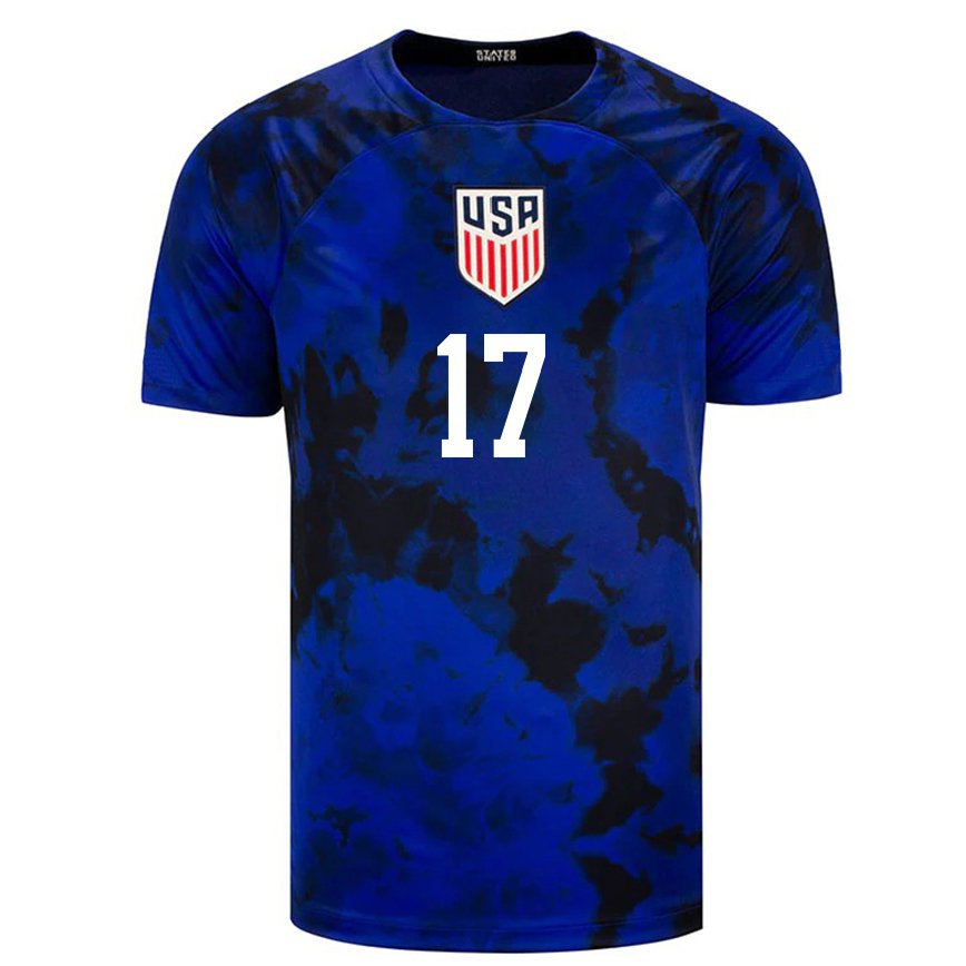 Hombre Camiseta Estados Unidos Rodrigo Neri #17 Azul Real 2ª Equipación 22-24 México