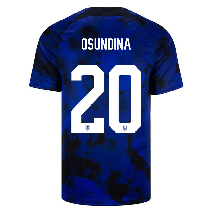 Hombre Camiseta Estados Unidos Korede Osundina #20 Azul Real 2ª Equipación 22-24 México