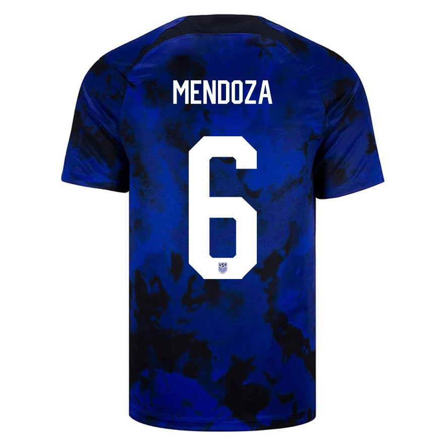 Hombre Camiseta Estados Unidos Edwyn Mendoza #6 Azul Real 2ª Equipación 22-24 México
