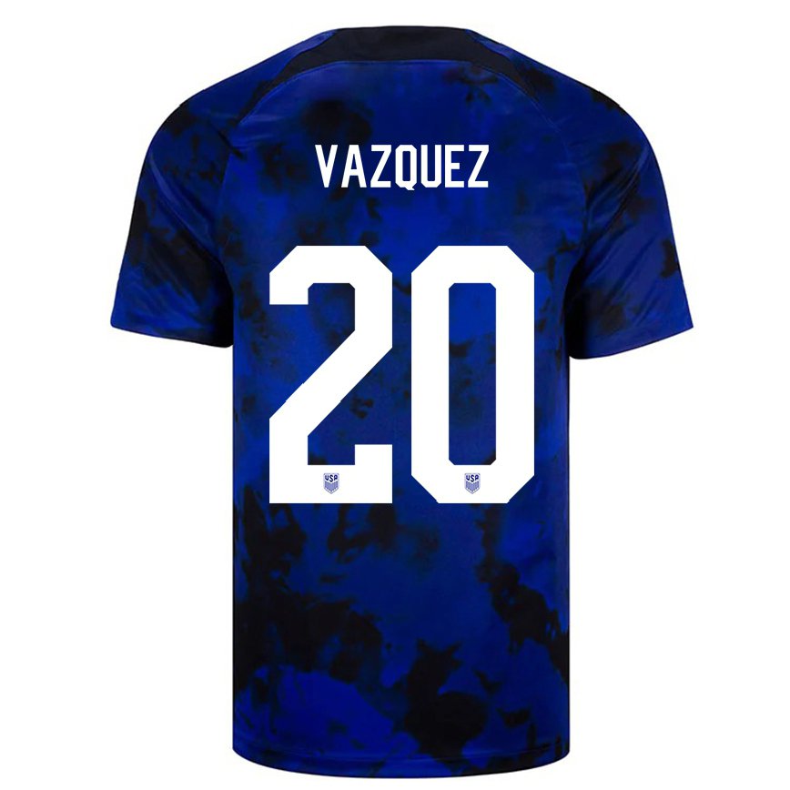 Hombre Camiseta Estados Unidos David Vazquez #20 Azul Real 2ª Equipación 22-24 México