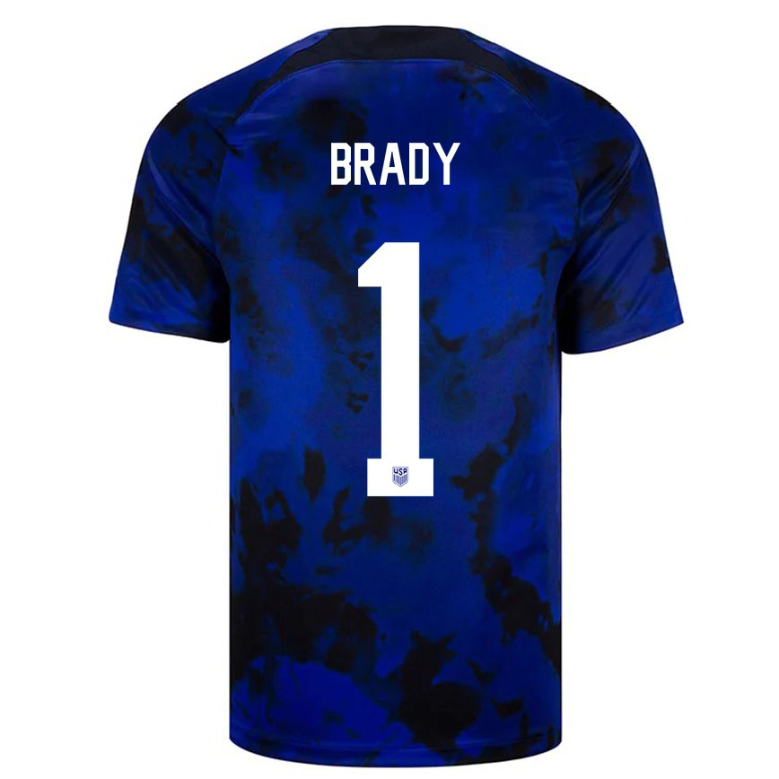 Hombre Camiseta Estados Unidos Chris Brady #1 Azul Real 2ª Equipación 22-24 México