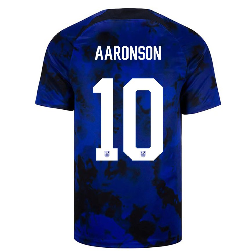 Hombre Camiseta Estados Unidos Paxten Aaronson #10 Azul Real 2ª Equipación 22-24 México