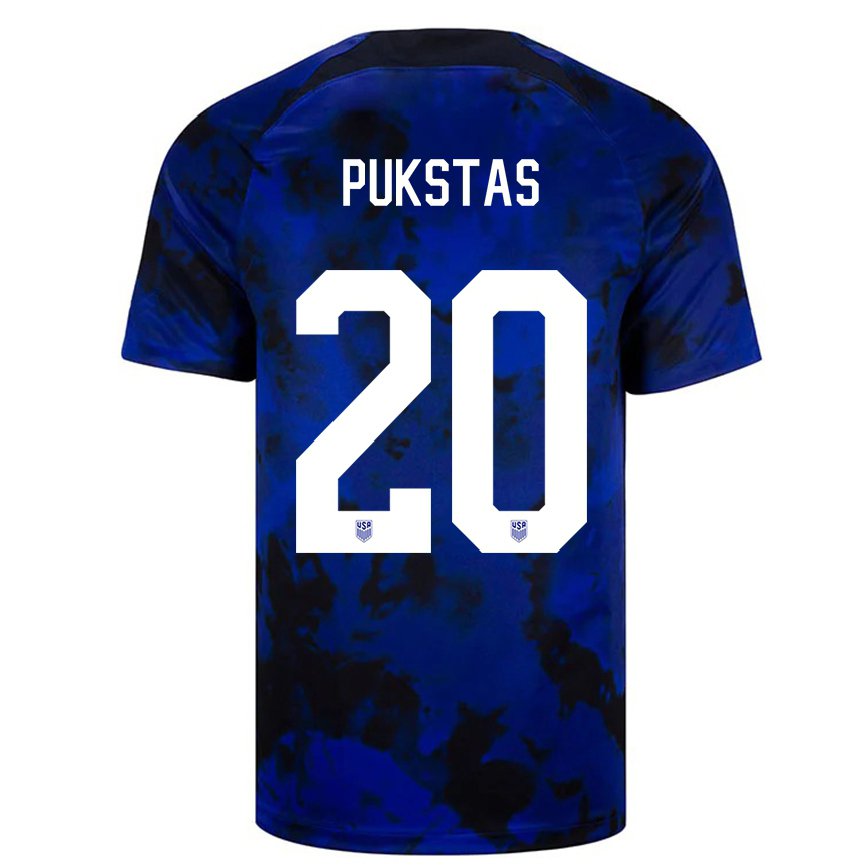 Hombre Camiseta Estados Unidos Rokas Pukstas #20 Azul Real 2ª Equipación 22-24 México