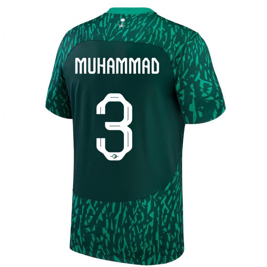 Hombre Camiseta Arabia Saudita Lin Muhammad #3 Verde Oscuro 2ª Equipación 22-24 México