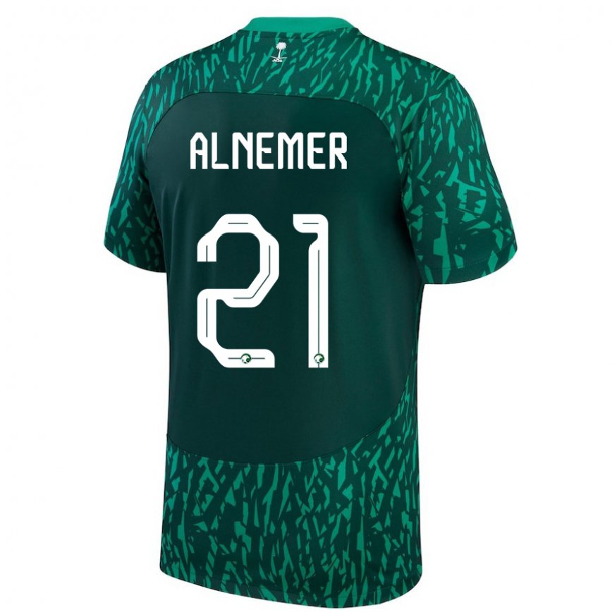 Hombre Camiseta Arabia Saudita Meshari Alnemer #21 Verde Oscuro 2ª Equipación 22-24 México