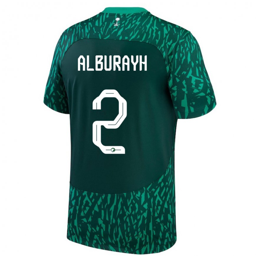 Hombre Camiseta Arabia Saudita Mahmood Alburayh #2 Verde Oscuro 2ª Equipación 22-24 México