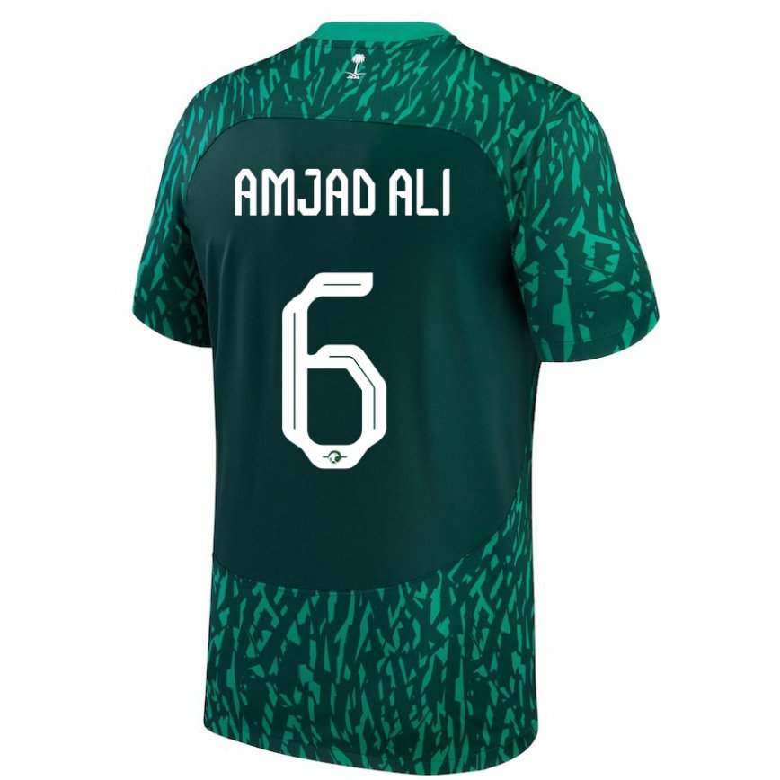 Hombre Camiseta Arabia Saudita Amjad Ali #6 Verde Oscuro 2ª Equipación 22-24 México