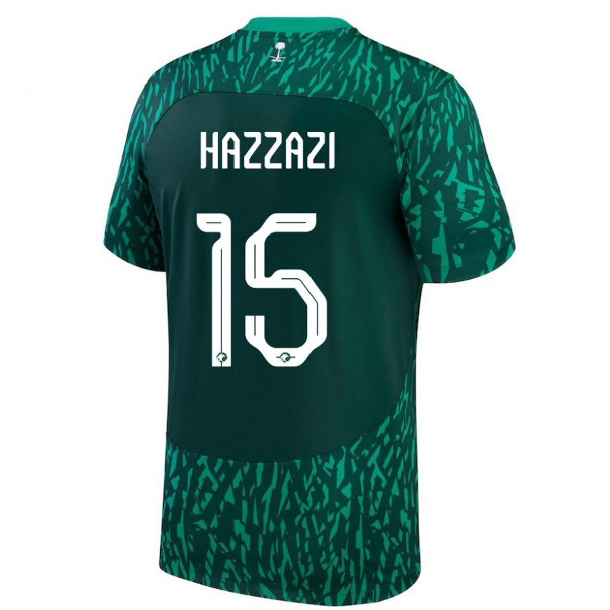 Hombre Camiseta Arabia Saudita Mohammed Hazzazi #15 Verde Oscuro 2ª Equipación 22-24 México