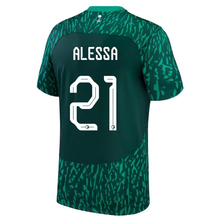 Hombre Camiseta Arabia Saudita Mohammed Alessa #21 Verde Oscuro 2ª Equipación 22-24 México