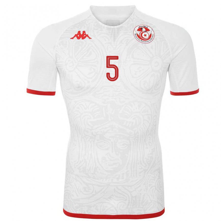 Hombre Camiseta Túnez Jasmina Barhoumi #5 Blanco 2ª Equipación 22-24 México