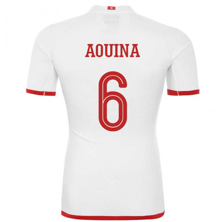 Hombre Camiseta Túnez Rania Aouina #6 Blanco 2ª Equipación 22-24 México